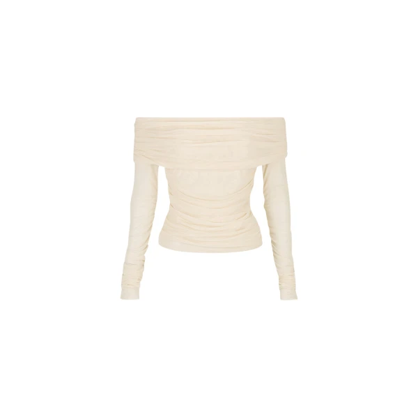 Mira Long Sleeve Off Shoulder Top - Ivory
