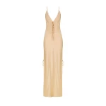 Shae Plunged Slip Tie Maxi Dress - Oat