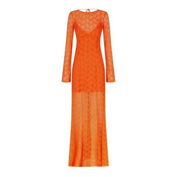 Sol Lace Open Back Maxi Dress - Flame