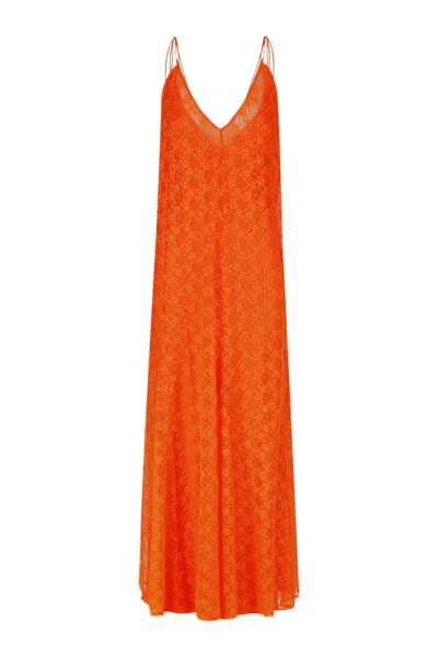 Sol Lace Plunged Maxi Dress - Flame