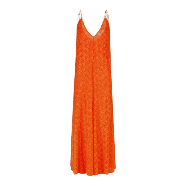 Sol Lace Plunged Maxi Dress - Flame