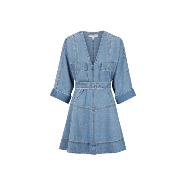 Stella Patch Pocket Mini Dress - Mid Blue