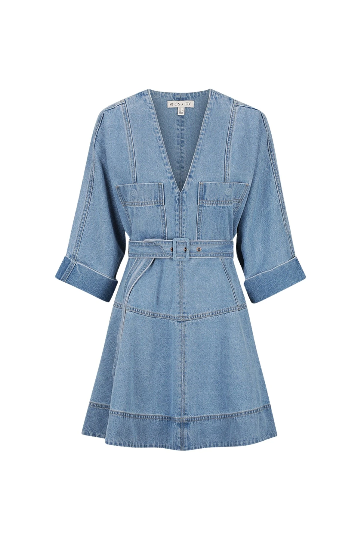 Shona-Joy-Stella-Patch-Pocket-Mini-Dress-Mid-Blue69708_nobg Stella Patch Pocket Mini Dress - Mid Blue - Image 1