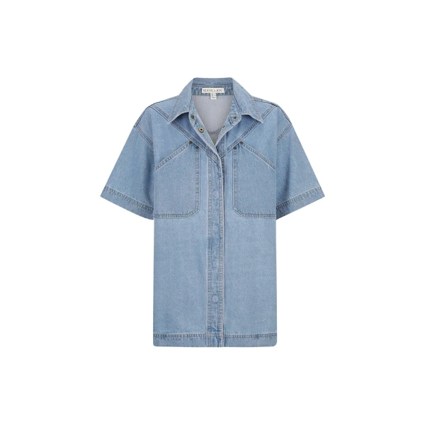 Stella Short Sleeve Shirt - Mid Blue