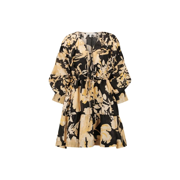 Xenia Tiered Drawstring Mini Dress