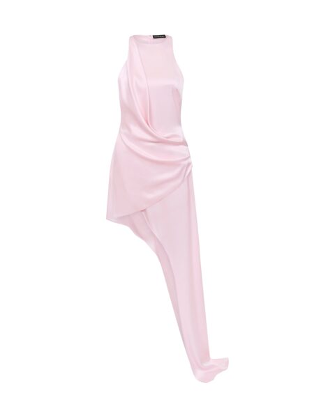 David Koma Asymmetric Satin Drape Gown