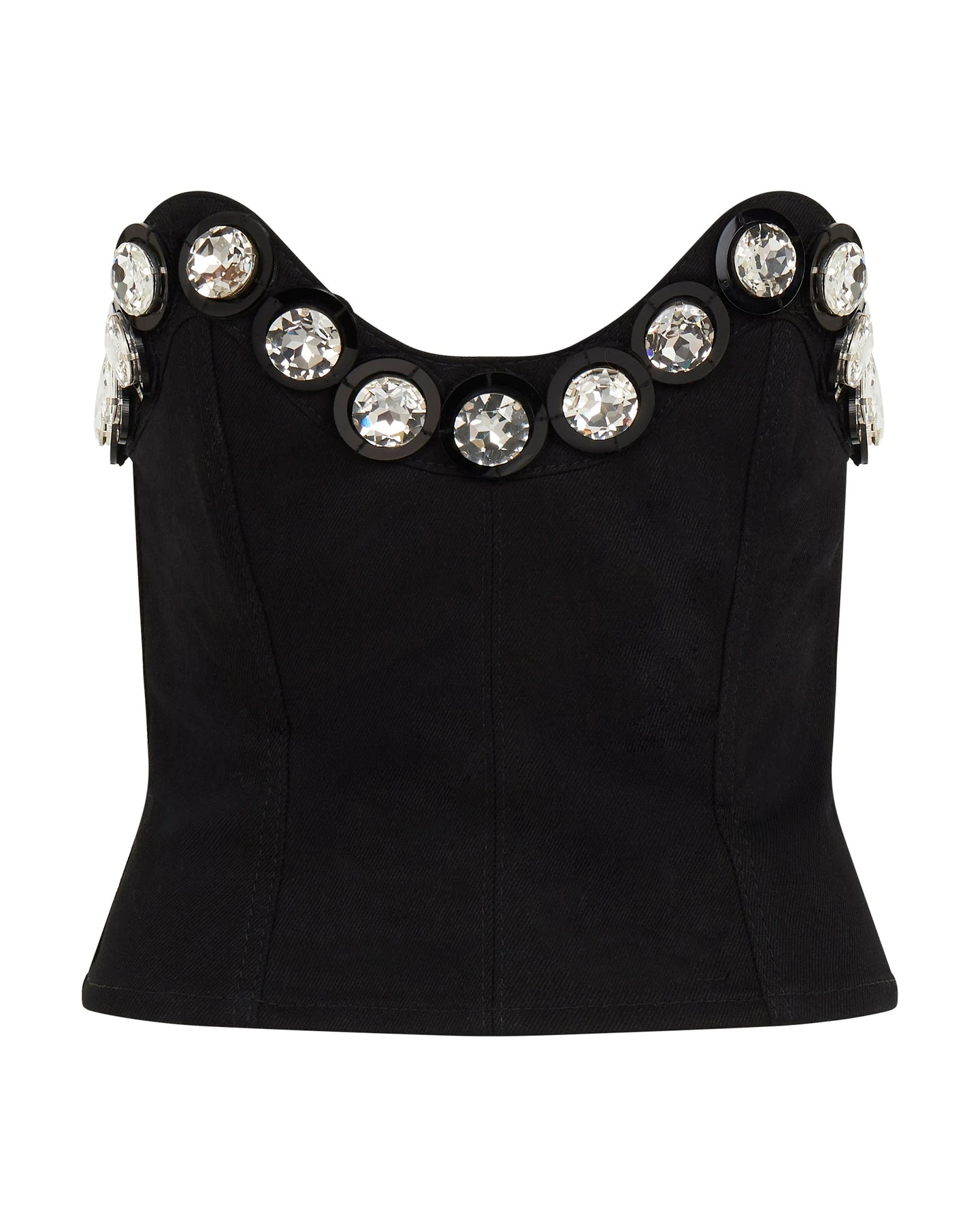 David Koma Crystal Embroidered Denim Corset Top David Koma Crystal Embroidered Denim Corset Top