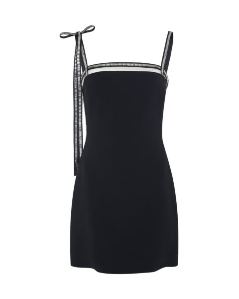 David Koma Crystal Trim And Bow Strap Dress