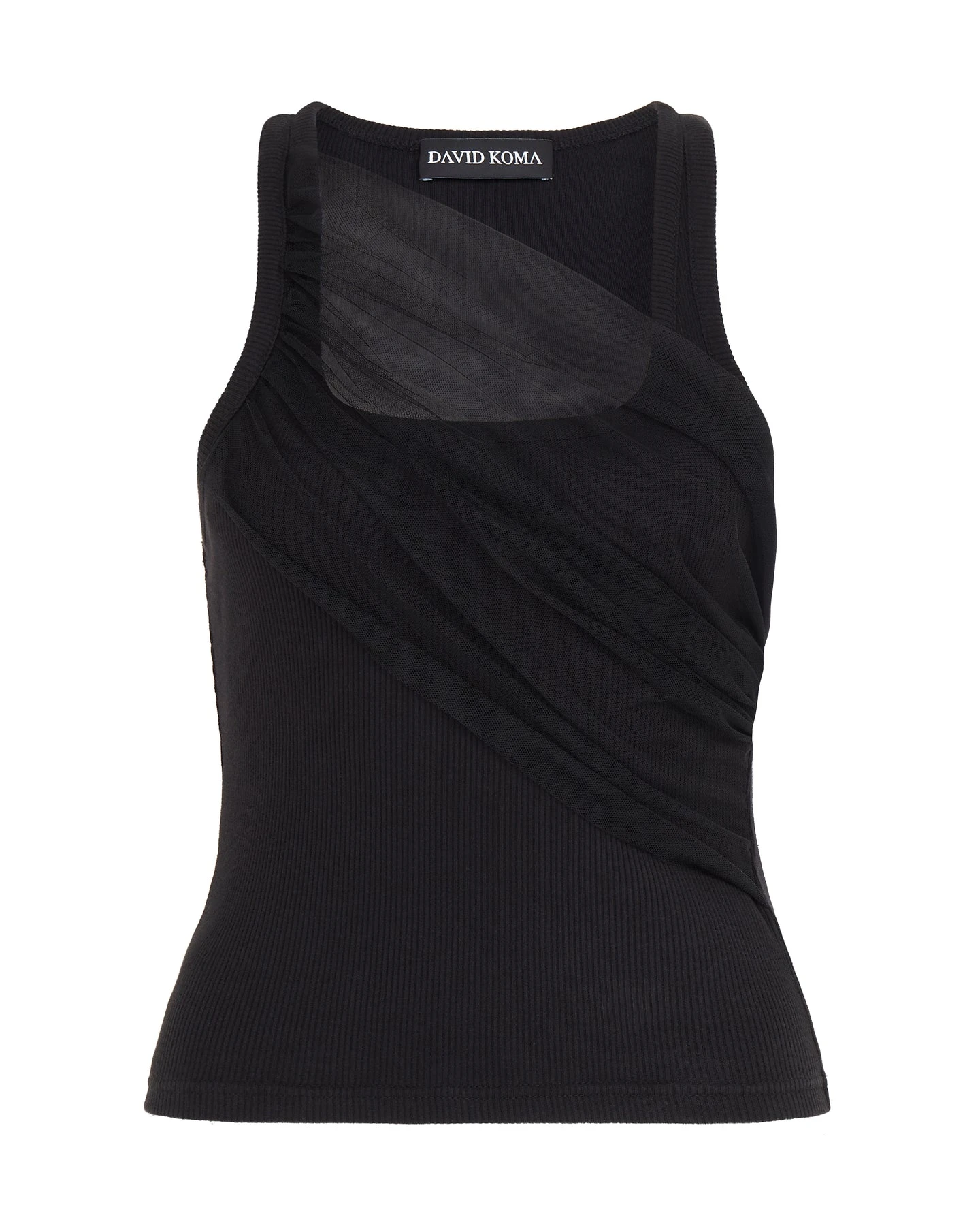 David Koma Gathered Tulle Tank Top In Black David Koma Gathered Tulle Tank Top In Black