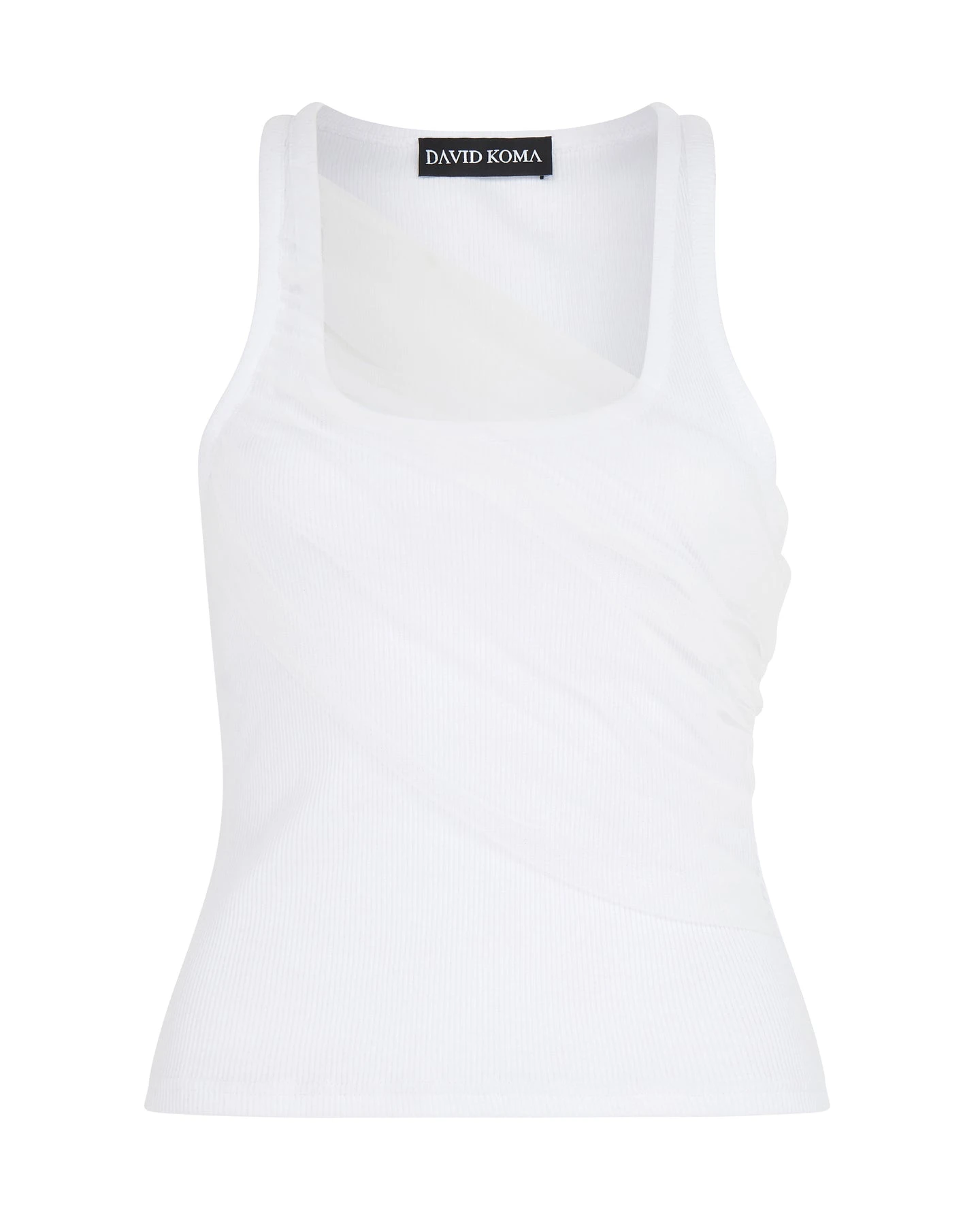 David Koma Gathered Tulle Tank Top In White David Koma Gathered Tulle Tank Top In White