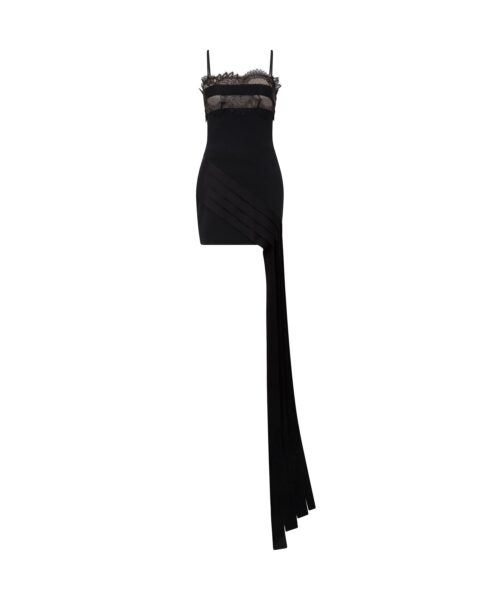 David Koma Lace Bra Detail And Pleat Hem Mini Dress