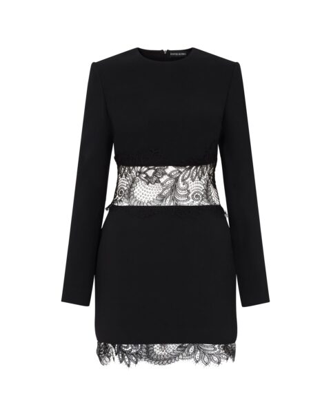 David Koma Lace Insert And Hem Mini Dress
