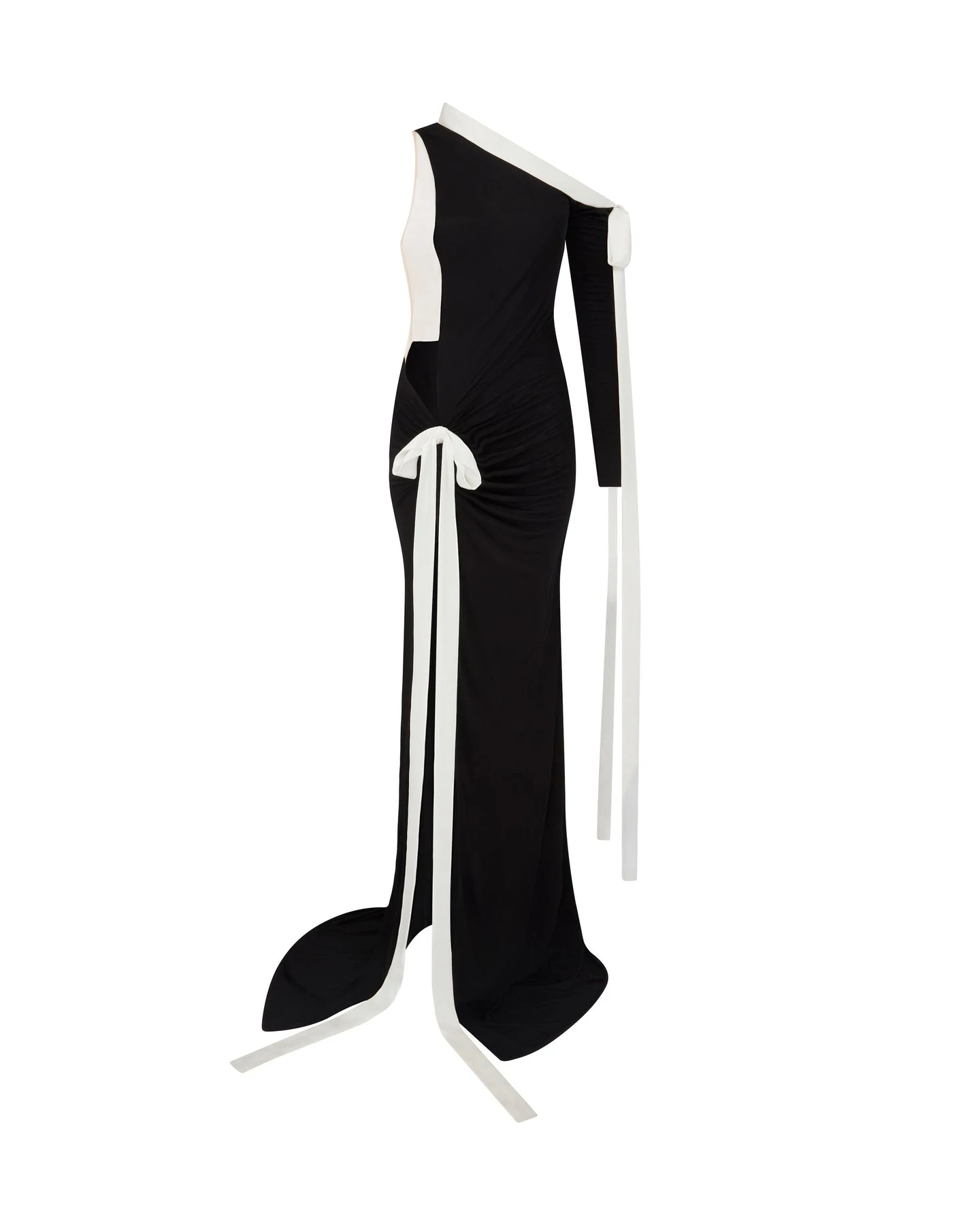 David Koma Satin Bow And One Sleeve Gown David Koma Satin Bow And One Sleeve Gown