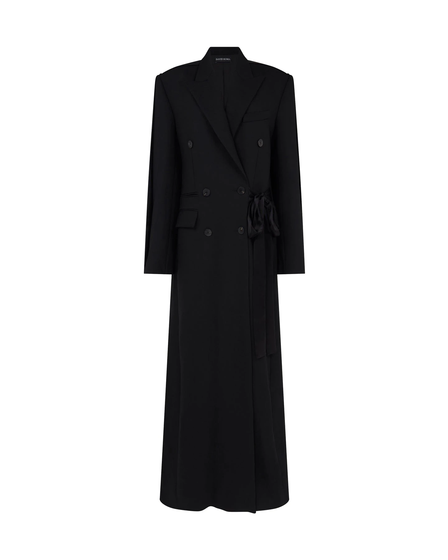 David Koma Satin Tape Detail Oversized Wool Coat David Koma Satin Tape Detail Oversized Wool Coat