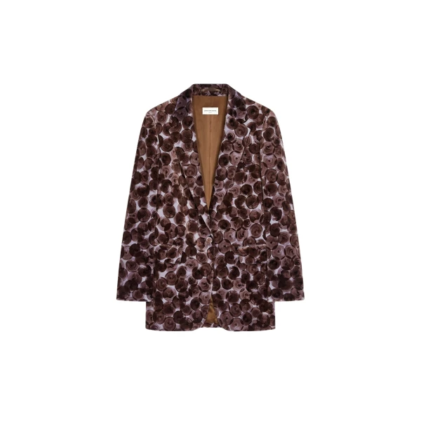 Printed velvet blazer