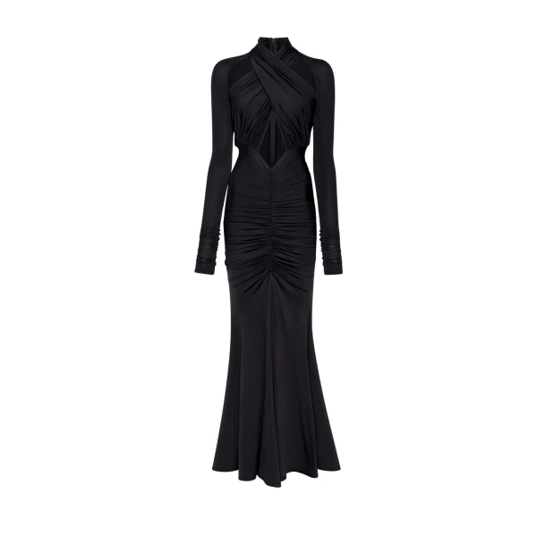 Jersey Halter Ruched Gown