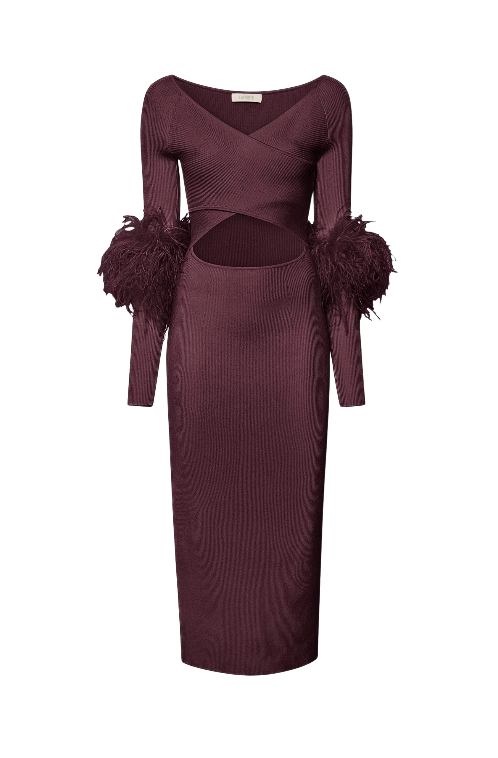 Lapointe-Matte-Viscose-Cross-Front-Dress-With-Feathers-4-scaled90120_nobg Matte Viscose Cross Front Dress With Feathers - Image 1