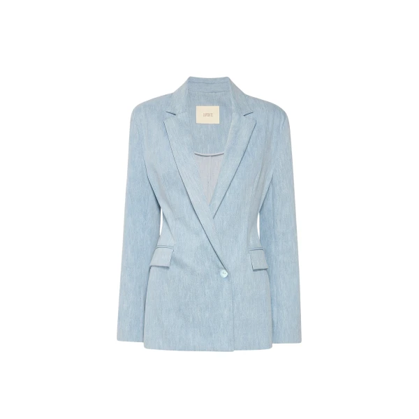 Washed Denim Fitted Blazer