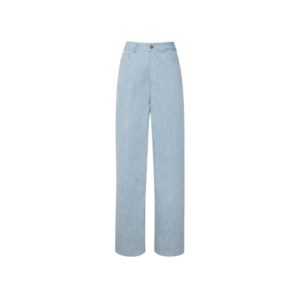 Washed Denim Straight Leg Pant