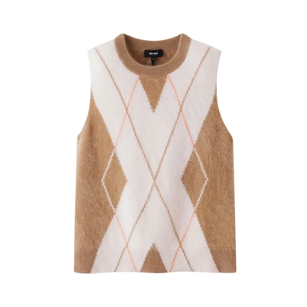 Brushed Cashmere Argyle Relaxed Sweater Vest