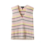 Brushed Cashmere Stripe V-Neck Sweater Vest