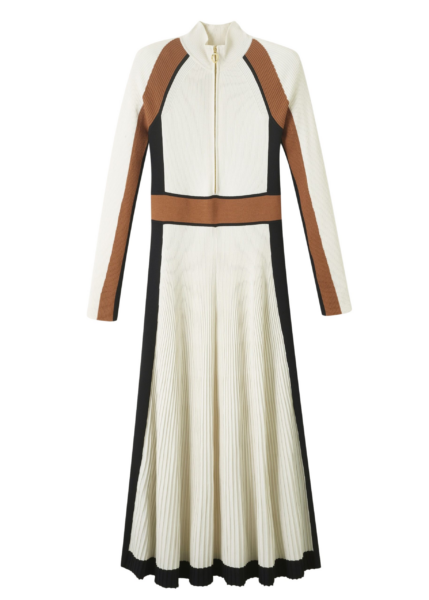 Contrast Panel Fit And Flare Maxi Dress