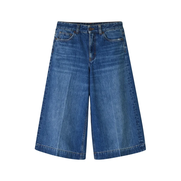 Crease Front Denim Culotte