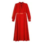Crepe Ladder Trim Maxi Dress