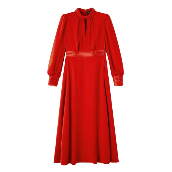 Crepe Ladder Trim Maxi Dress
