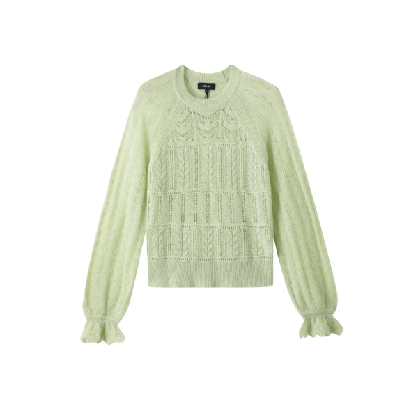 Lace Stitch Blouson Sleeve Sweater