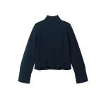 Merino Cashmere Curved Hem High Neck Sweater