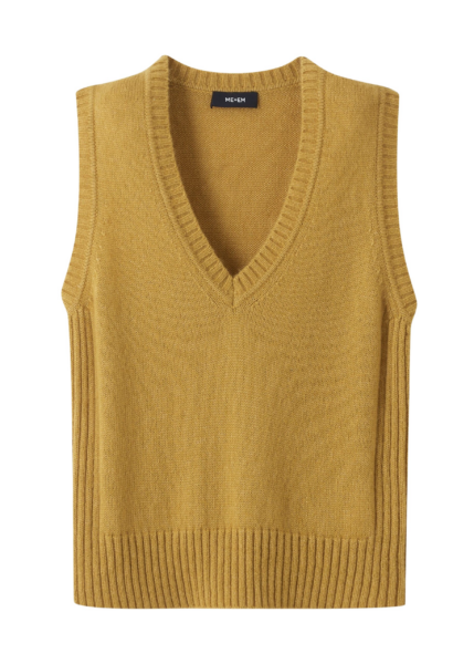 Merino Cashmere Silk Lofty V-Neck Sweater Vest