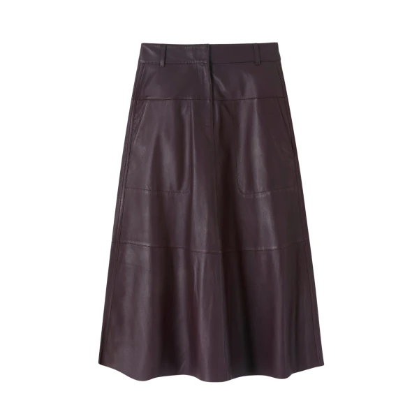 Panelled Leather Midi Skirt