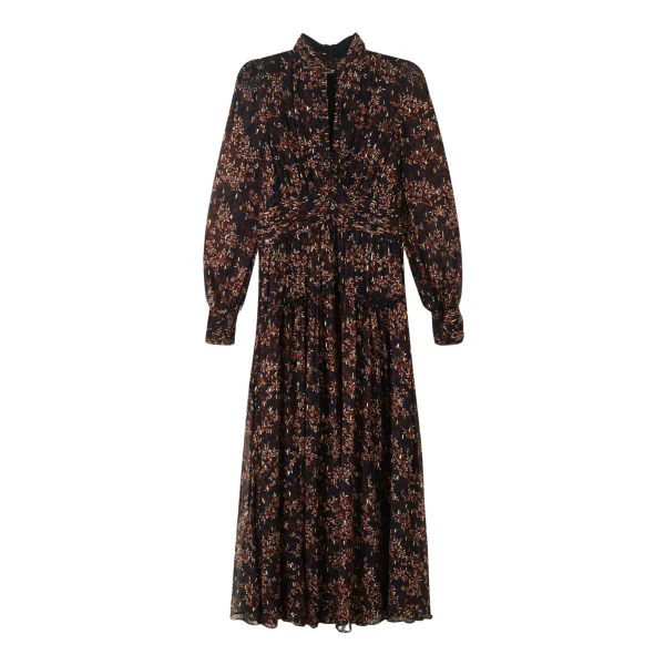Shadow Berry Print Metallic Maxi Dress