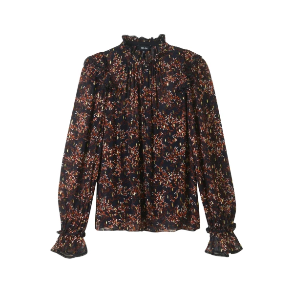 Shadow Berry Print Metallic Top + Cami