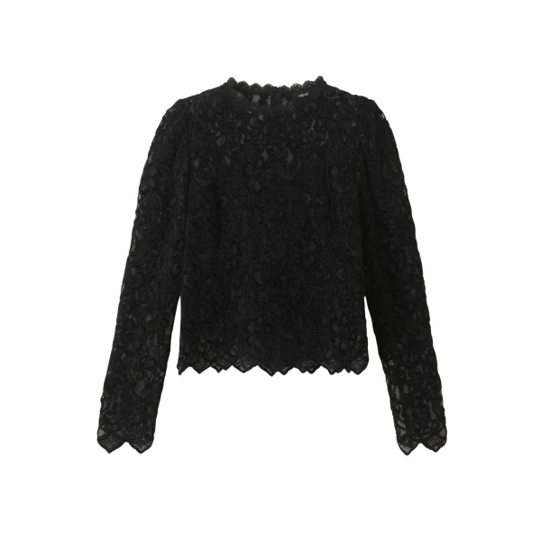 Sheer Lace High Neck Blouse + Cami