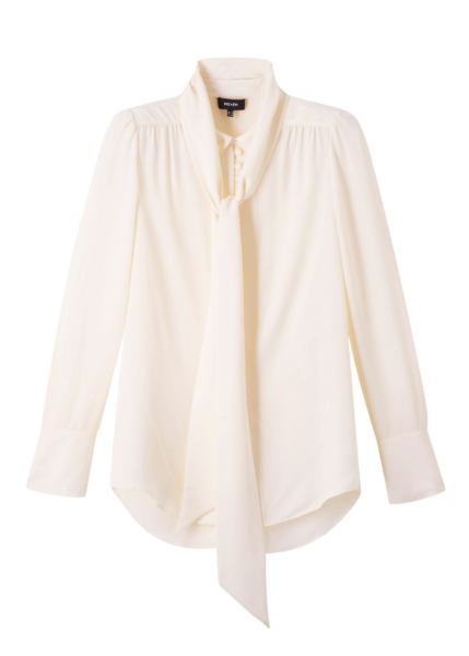 Silk Oversized Button Blouse + Tie