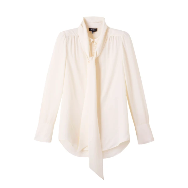 Silk Oversized Button Blouse + Tie