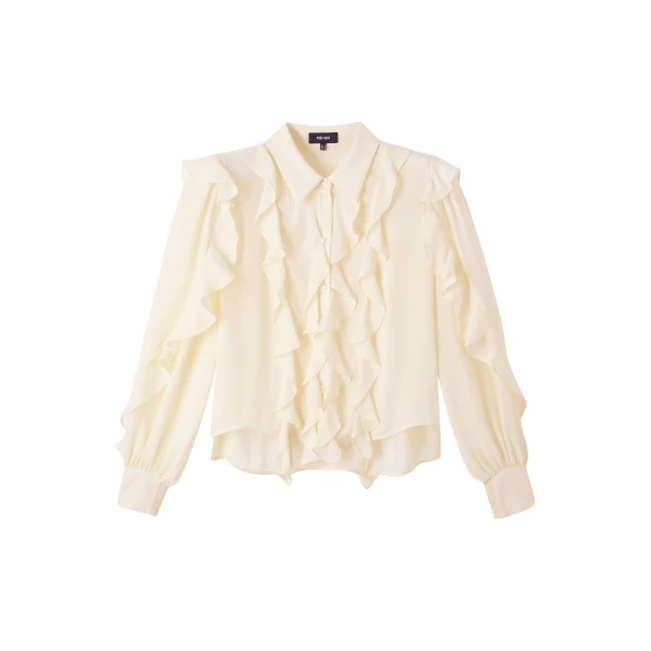 Silk Ruffle Crop Blouse