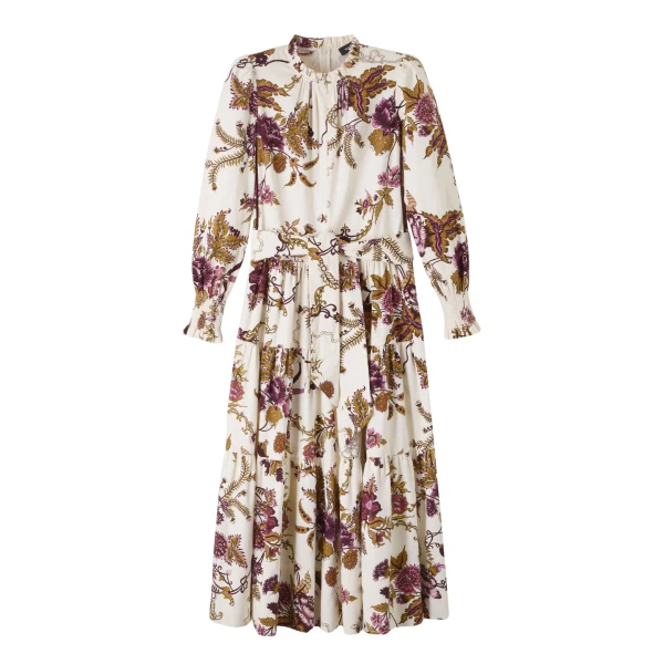 Soft Cord Wild Bloom Print Maxi Dress + Belt