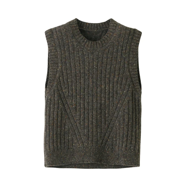 Soft Donegal Tweed Fashioned Rib Sweater Vest
