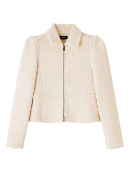 Textured Statement Sleeve Peplum Jacket