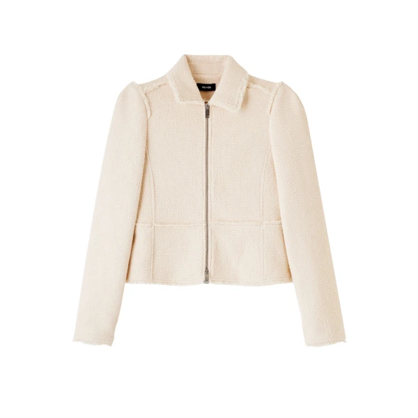 Textured Statement Sleeve Peplum Jacket