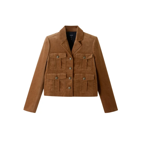 Velvet Military Crop Jacket