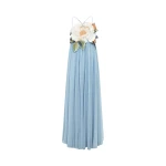 Agnes Appliqué Floral Maxi Dress - Powder Blue