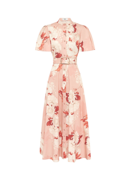 Bianca Short Sleeve Midi Dress - Peony Print