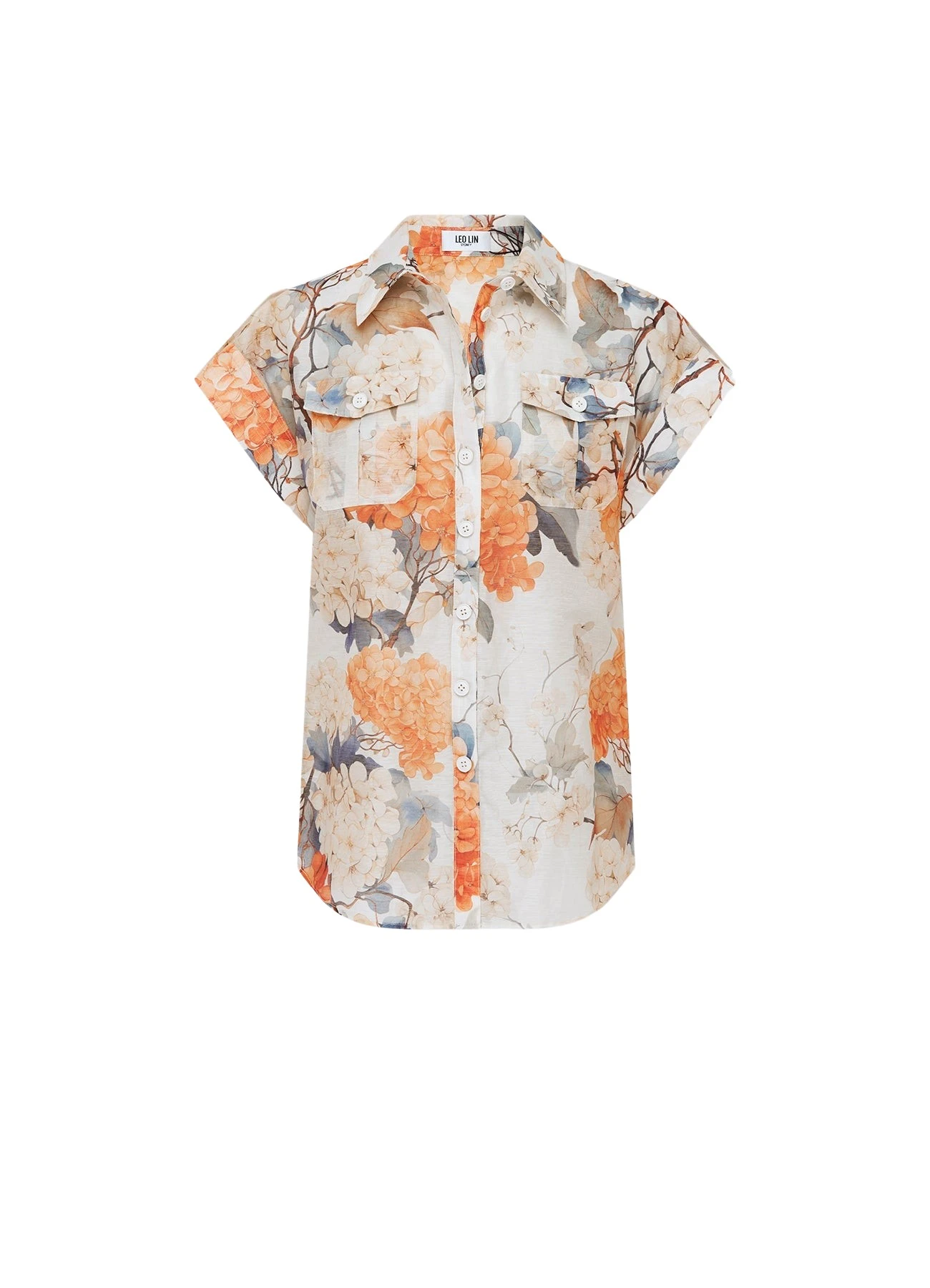 Leo-Lin-Catarina-Blouse-Hydrangea-Print-in-Vanilla92664_nobg Catarina Blouse - Hydrangea Print in Vanilla - Image 1