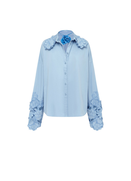 Daniella Appliqué Blouse - Powder Blue