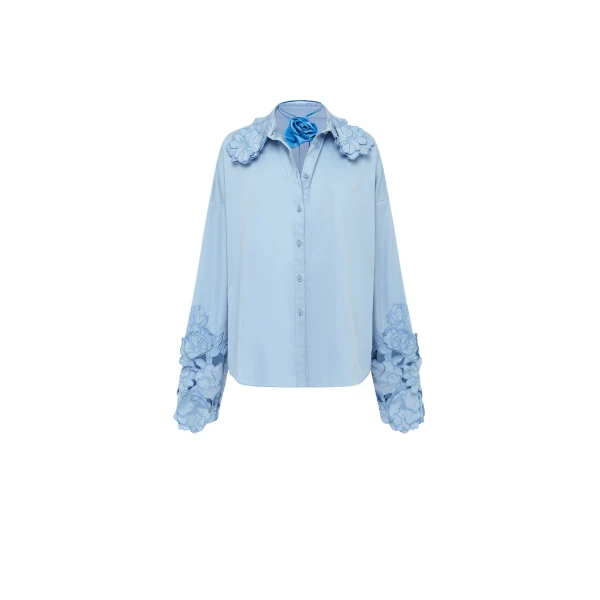 Daniella Appliqué Blouse - Powder Blue