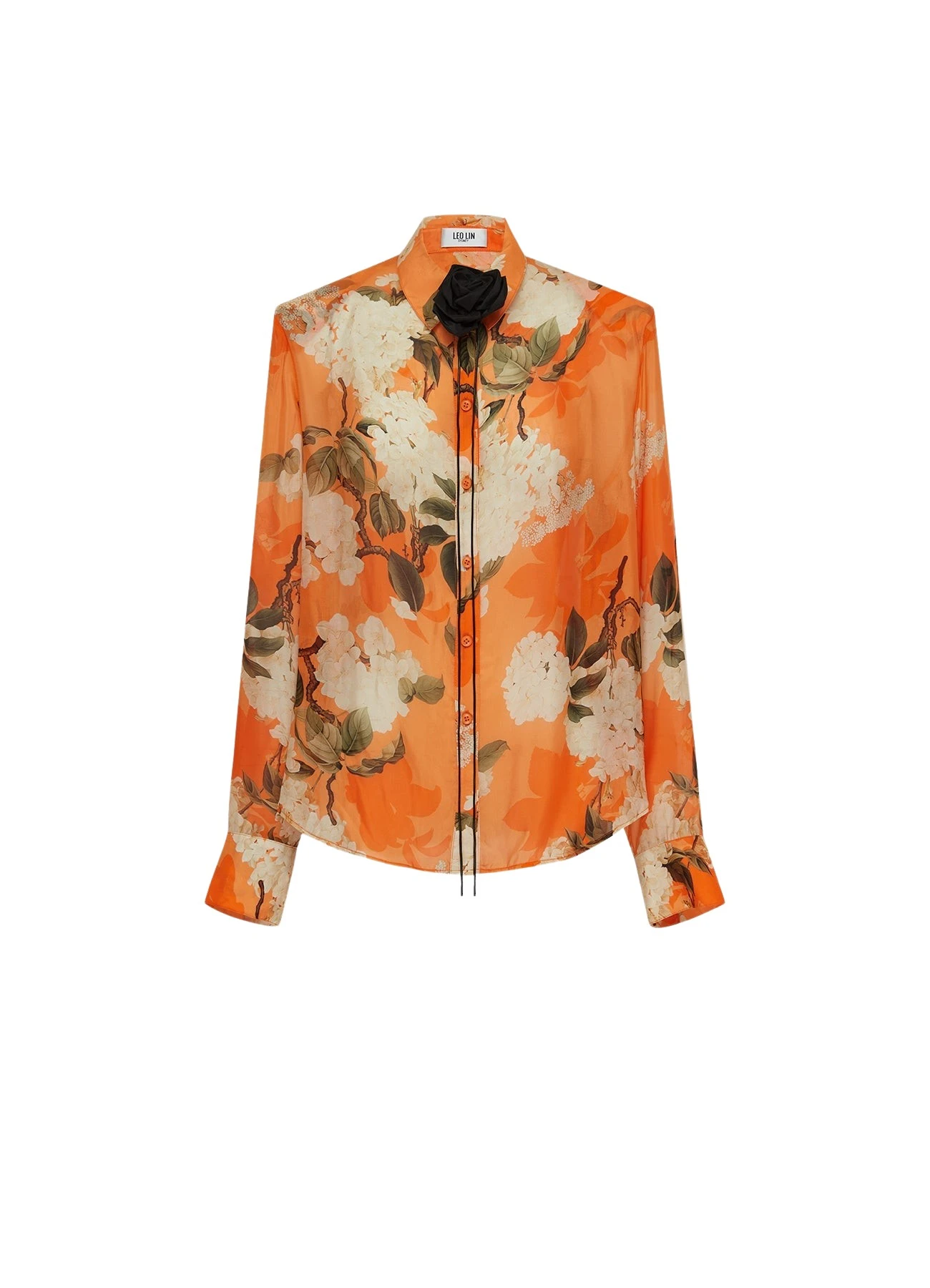 Leo-Lin-Della-Blouse-Hydrangea-Print-in-Tangerine49008_nobg Della Blouse - Hydrangea Print in Tangerine - Image 1